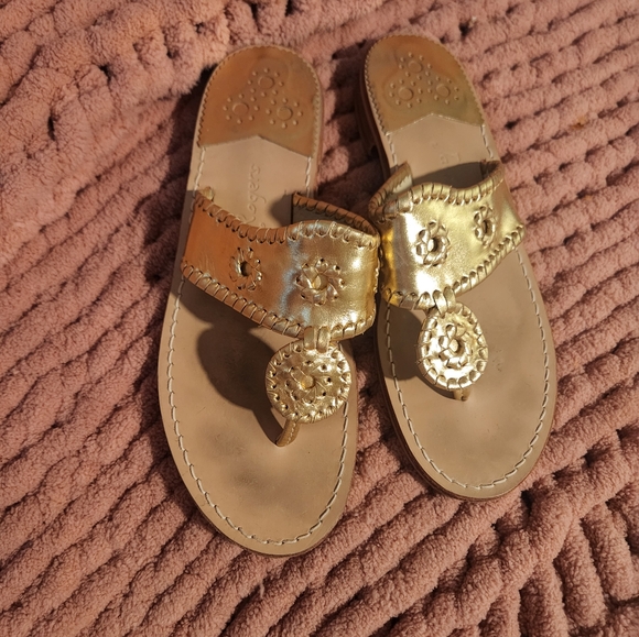 Jack Rogers Gold Women's Sandals - Picture 1 of 11